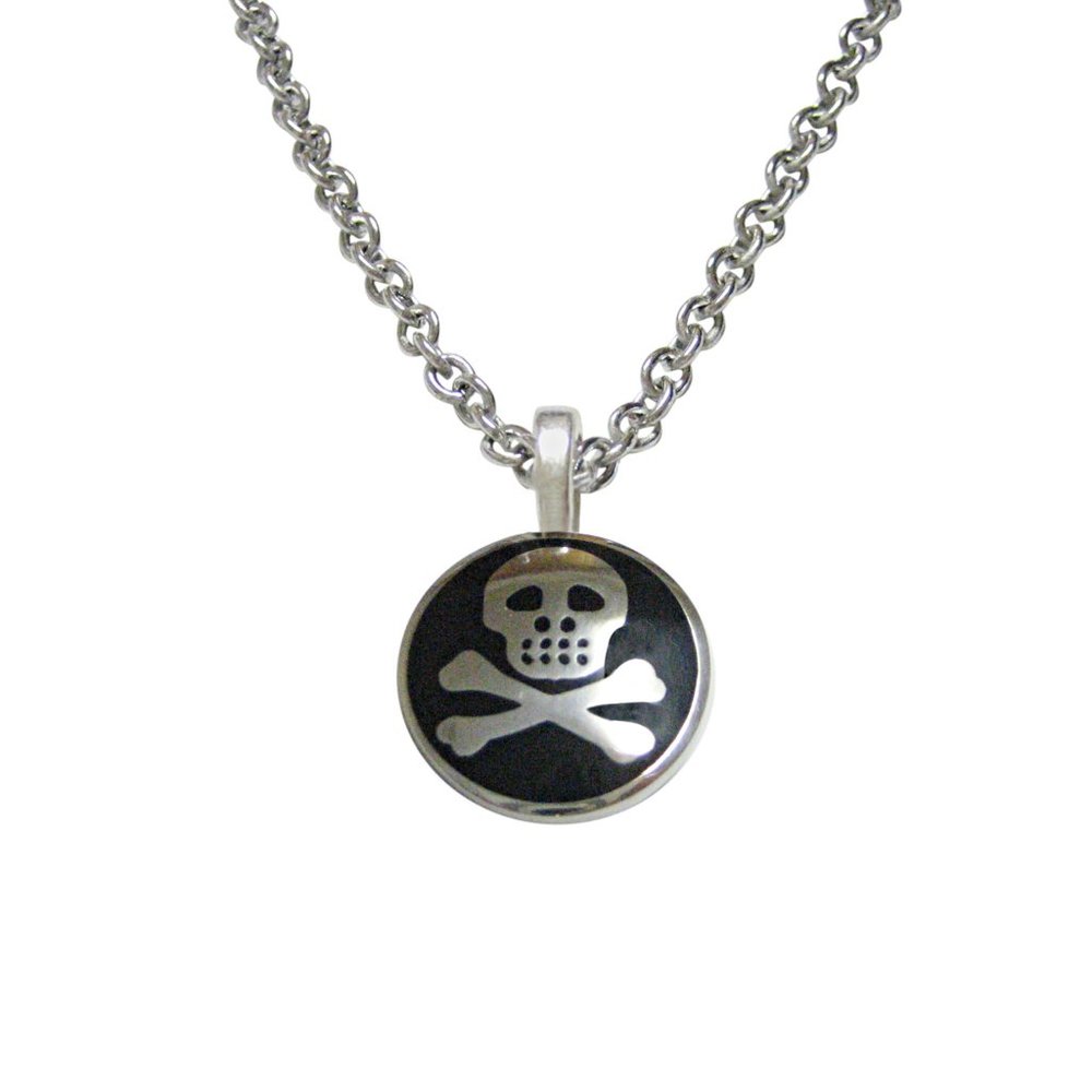 Shiny Skull Cross Bones Pendant Necklace